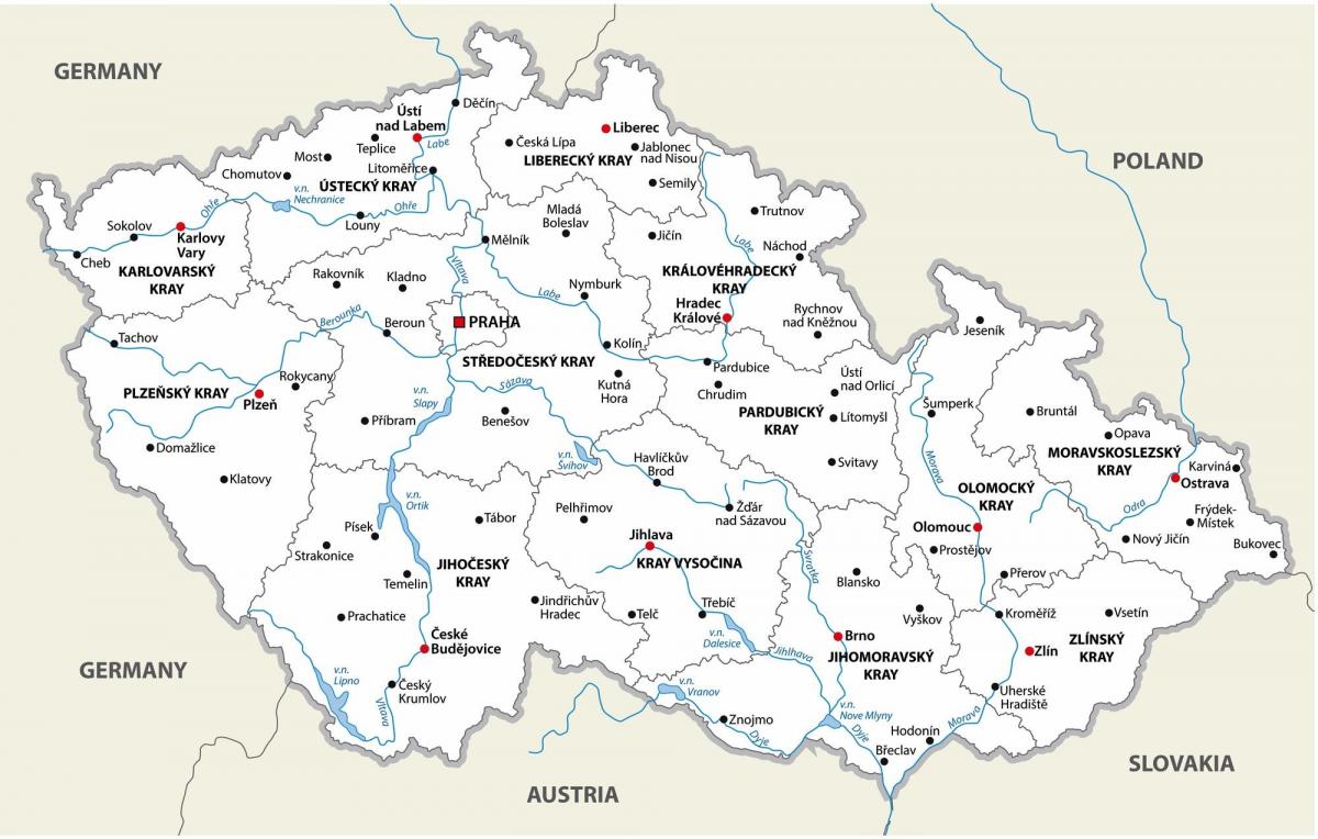 Tschechische Republik (Tschechoslowakei) Stadtplan