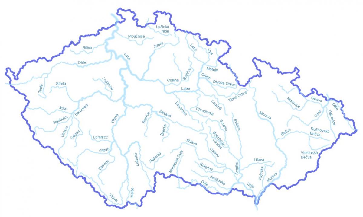 Flüsse in der Tschechischen Republik (Tschechoslowakei) Karte