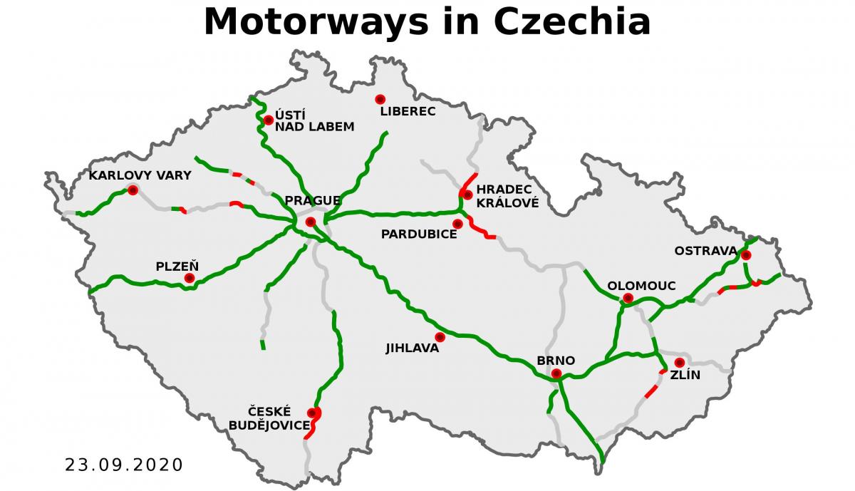 Autobahnkarte der Tschechischen Republik (Tschechoslowakei)