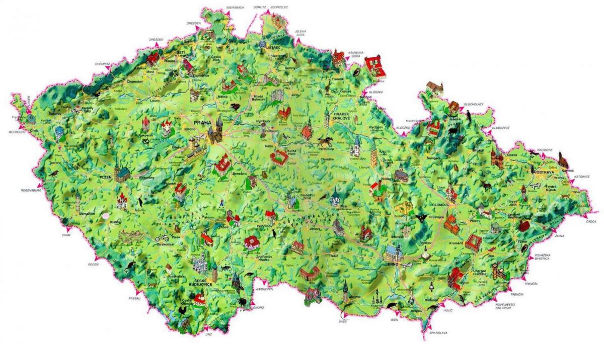 Tschechische Republik (Tschechoslowakei) Reisekarte